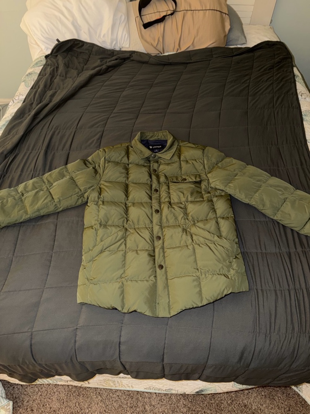 Cremieux Olive Green Quilted Puffer Coat